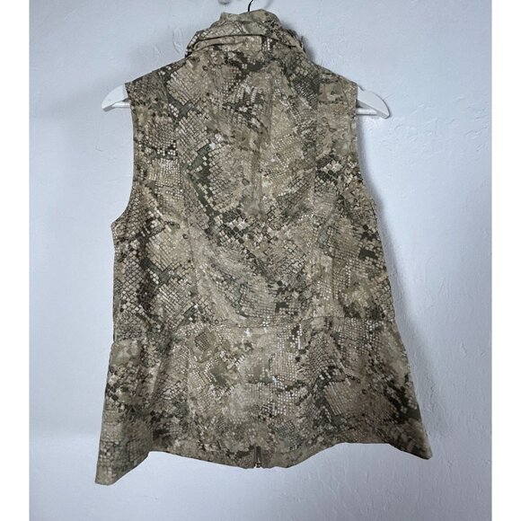 Zenergy Chico's Womens Zip-Up Snake Print Vest Size 1 Brown Stretch Lightweight - Picture 2 of 7